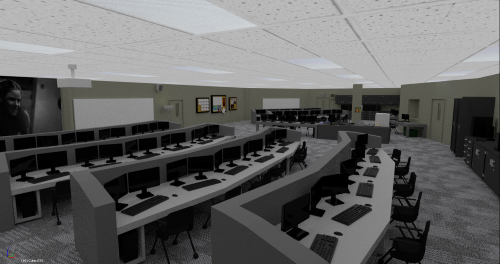 Blender render of a high school classroom